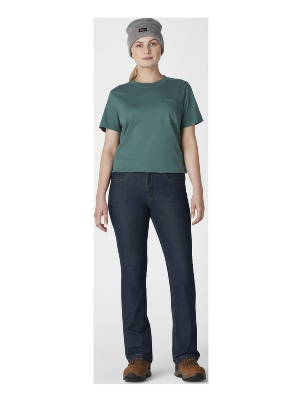 Dickies Women's "Perfectly Slimming" jeans in a dark wash denim.
